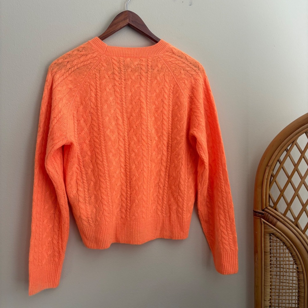 Modern Authentic Womens J. Crew Cashmere Orange Lightweight Cableknit Sweater - Picture 5 of 8